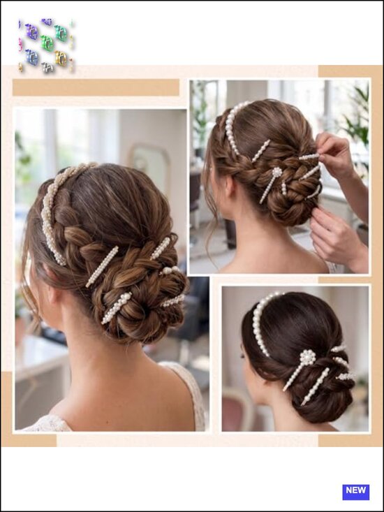 23-Piece Pearl Hair Accessory Set with Headbands, Clips, and Gold Metal Clips main image 3